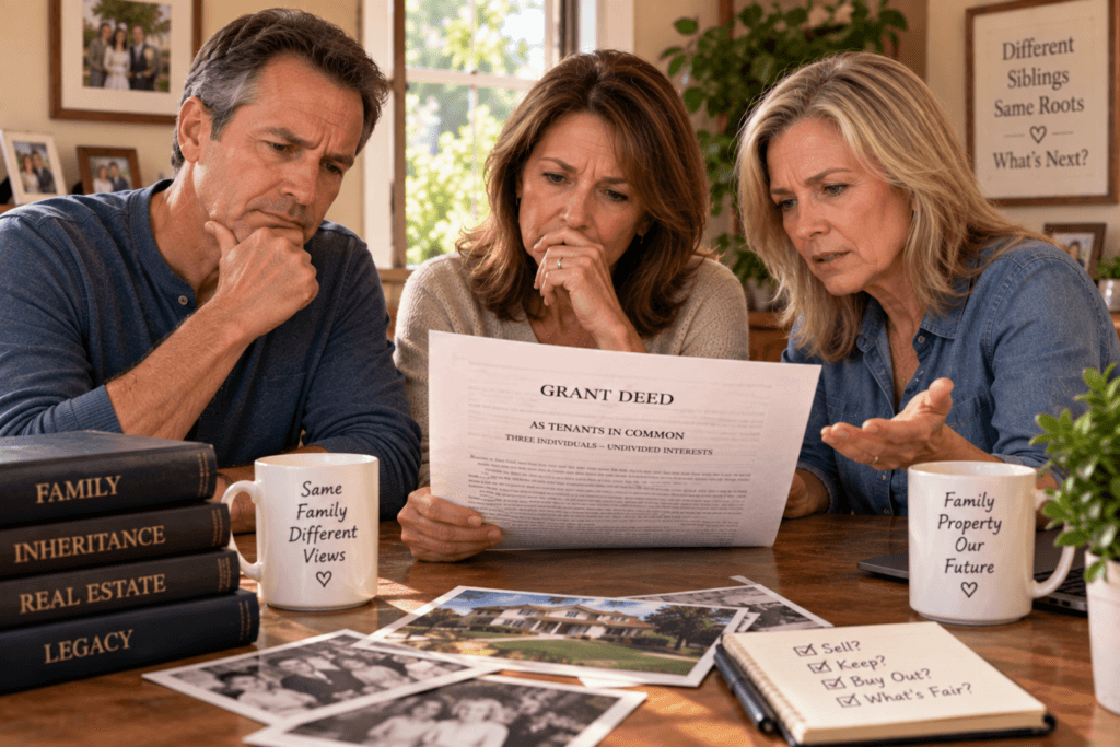 Siblings reviewing inherited property held as tenants in common
