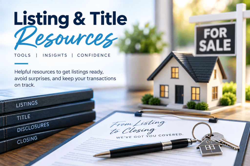 Listing and title resources for real estate professionals